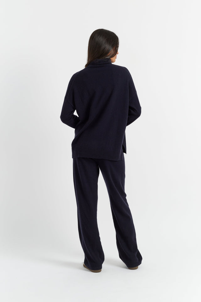 Navy Wool-Cashmere Rollneck Sweater image 3