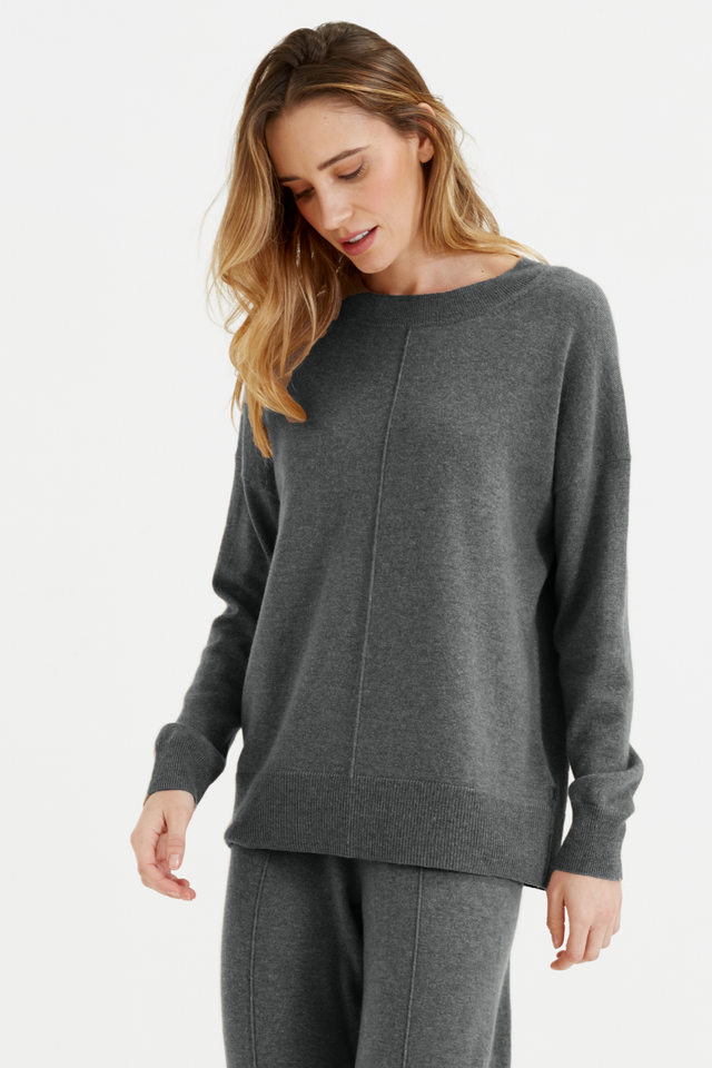 Dark-Grey Wool-Cashmere Slouchy Sweater image 1