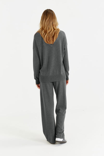 Dark-Grey Wool-Cashmere Slouchy Sweater