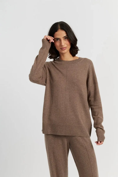 Mushroom Wool-Cashmere Slouchy Sweater