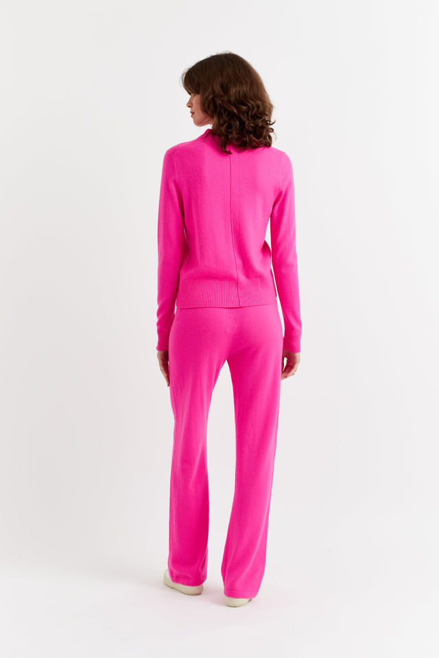 Fuchsia Wool-Cashmere Cropped Sweater image 2