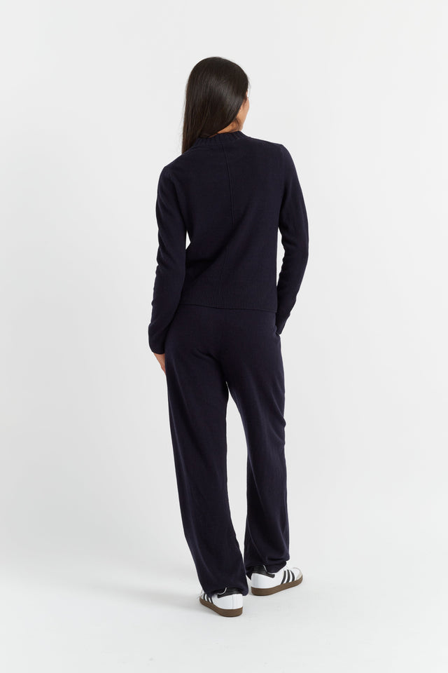 Navy Wool-Cashmere Cropped Sweater image 3
