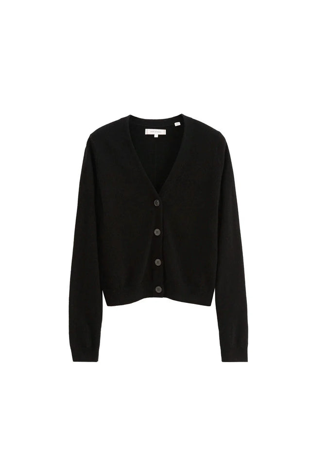 Black Wool-Cashmere Cropped Cardigan image 3