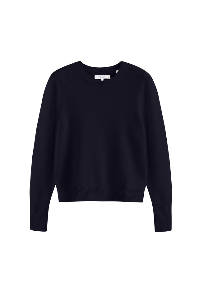 Navy Pure Cashmere Cropped Sweater image 3