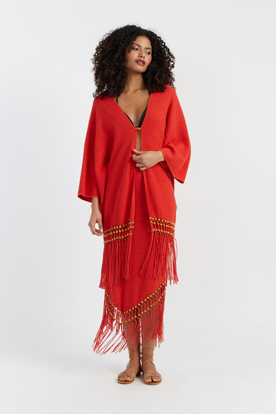 SAMPLE SALE - NO REFUNDS Terracotta Laura Whitmore Beaded Kaftan