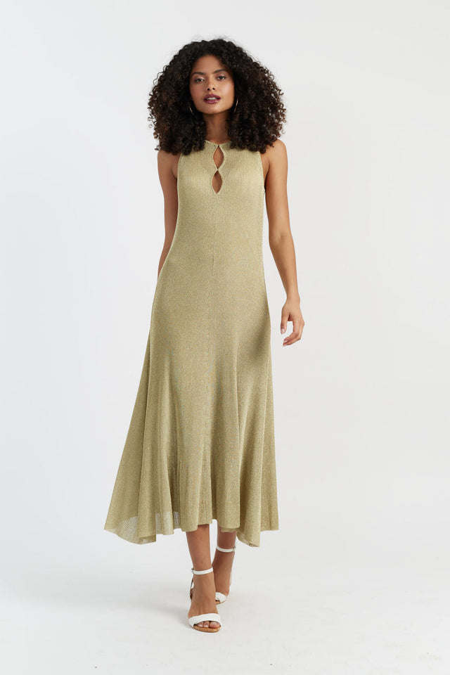 Gold Laura Whitmore Shimmer Dress image 5