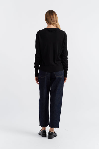 Black Pure Merino Cardigan