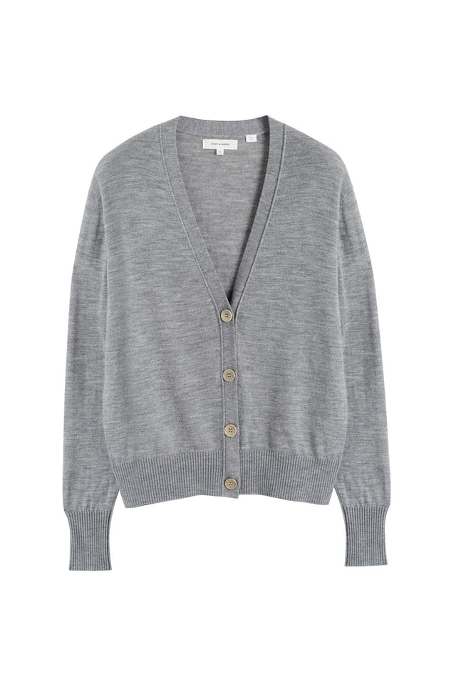 Grey Pure Merino Cardigan image 4