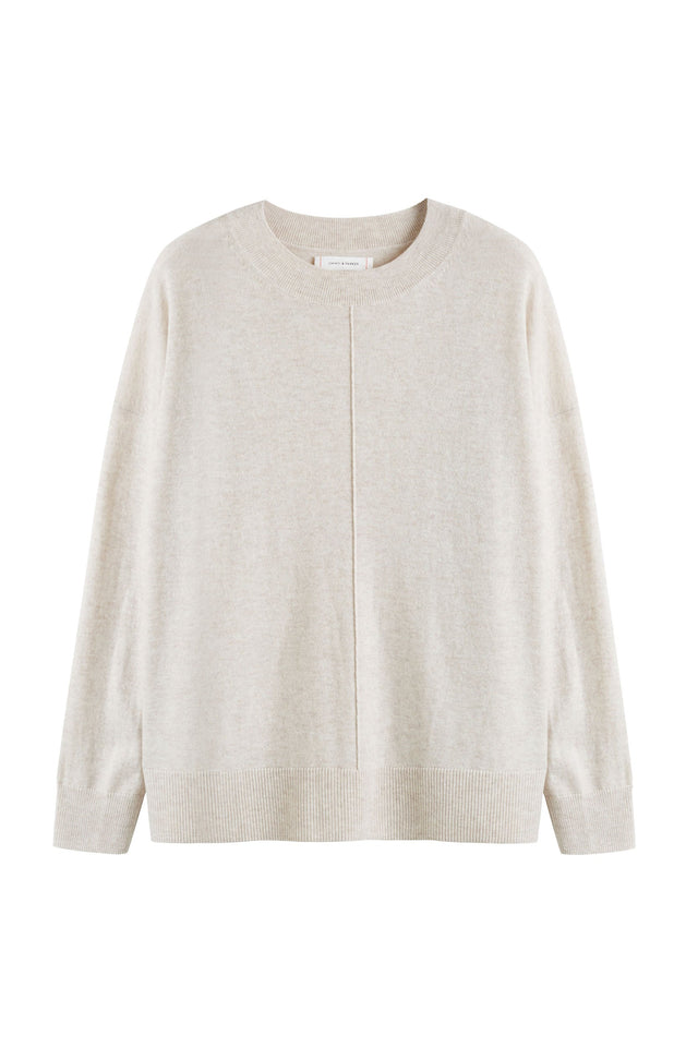 Light-Oatmeal Wool-Cashmere Slouchy Sweater image 2
