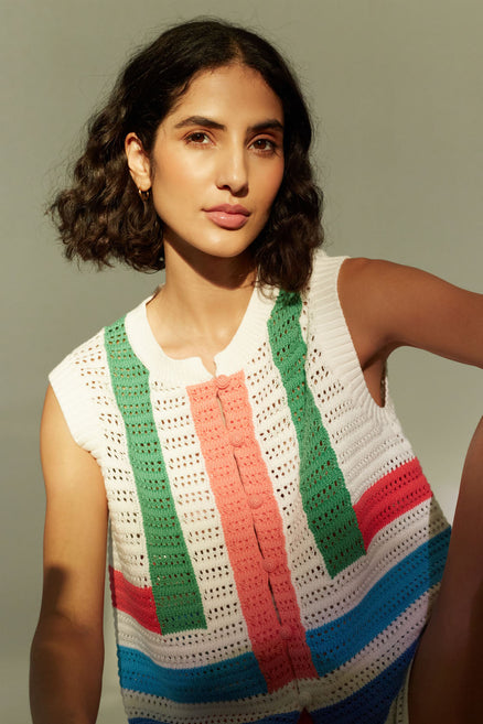 SAMPLE SALE - NO REFUNDS Cream Cotton Capri Vest