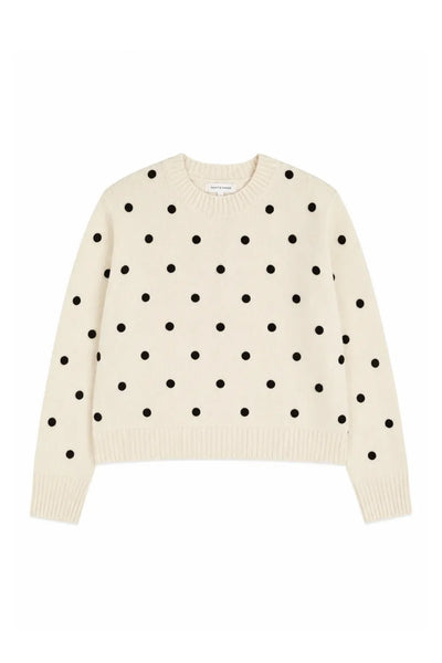 Cream Wool-Cashmere Polka Dot Sweater