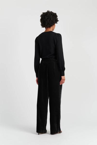 Black Viscose Velvet Trousers