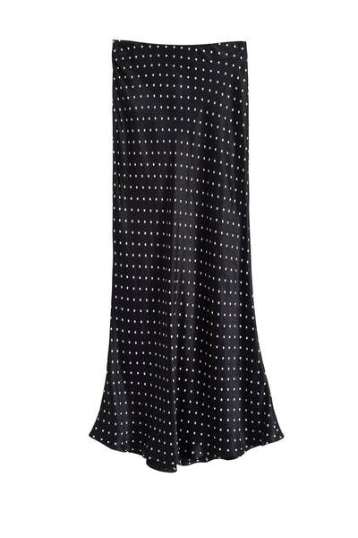 Black Viscose Polka Dot Skirt