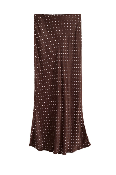 Chocolate Viscose Polka Dot Skirt
