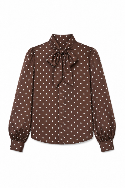 Chocolate Viscose Polka Tie Shirt