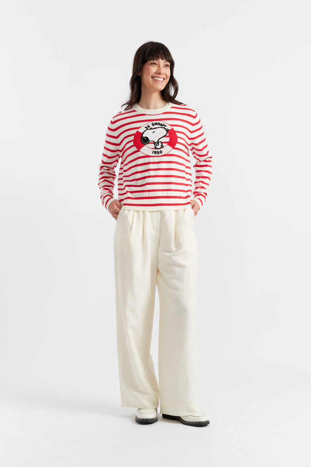Red Cotton Snoopy Nautical Sweater image 4