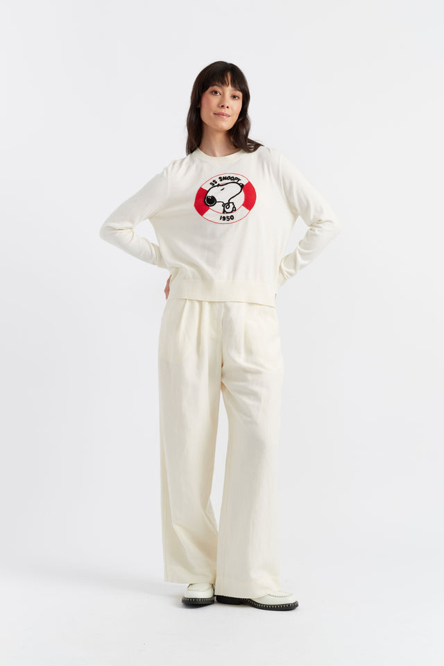 Cream Cotton Snoopy Nautical Sweater image 3