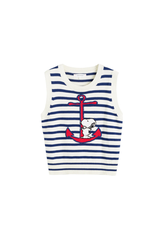 Cream Cotton Snoopy Anchor Tank image 4