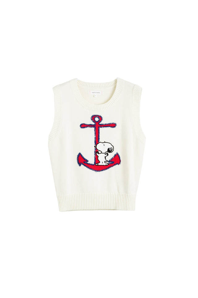 Cream Cotton Snoopy Anchor Tank image 4