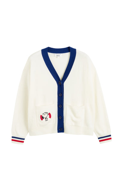 SAMPLE SALE - NO REFUNDS Cream Wool-Cashmere Snoopy Nautical Cardigan