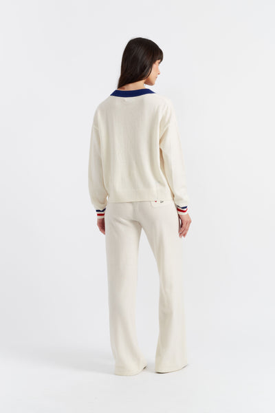 SAMPLE SALE - NO REFUNDS Cream Wool-Cashmere Snoopy Nautical Cardigan