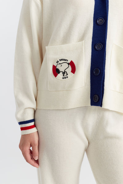 SAMPLE SALE - NO REFUNDS Cream Wool-Cashmere Snoopy Nautical Cardigan