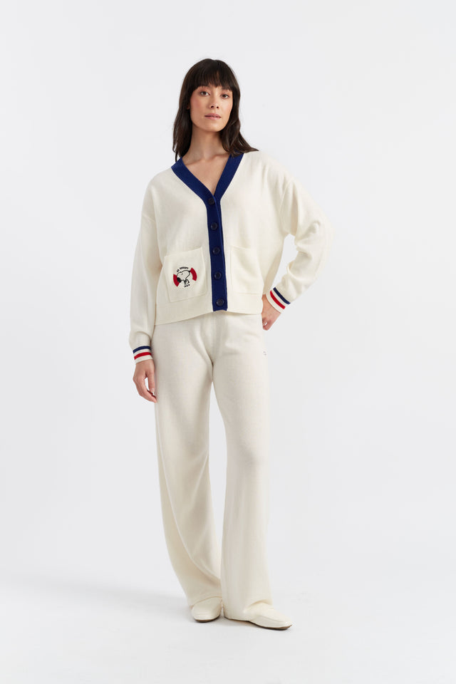 Cream Wool-Cashmere Snoopy Nautical Cardigan image 3