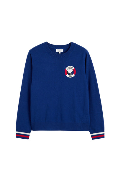 SAMPLE SALE - NO REFUNDS Blue Wool-Cashmere Snoopy Nautical Sweater