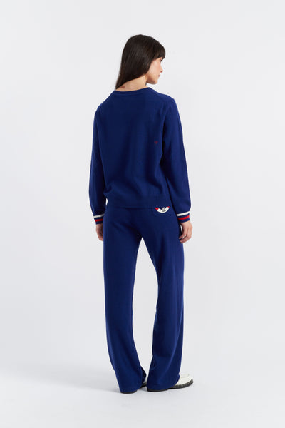 SAMPLE SALE - NO REFUNDS Blue Wool-Cashmere Snoopy Nautical Sweater