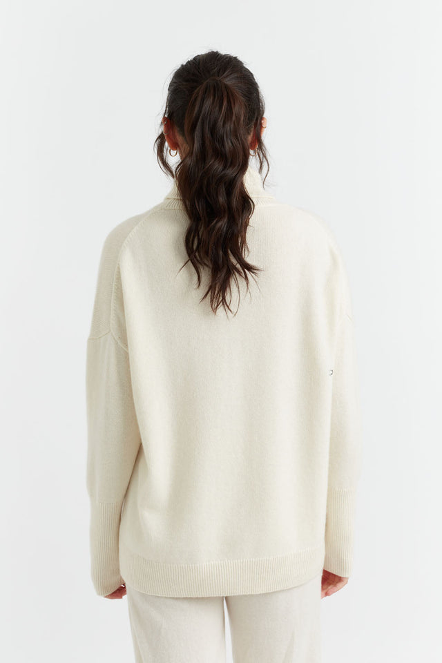 Cream Pure Cashmere Rollneck Sweater image 5