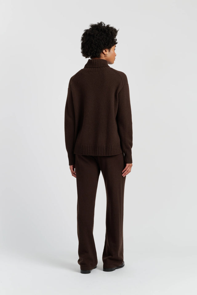 Chocolate Pure Cashmere Relaxed Rollneck Sweater image 3