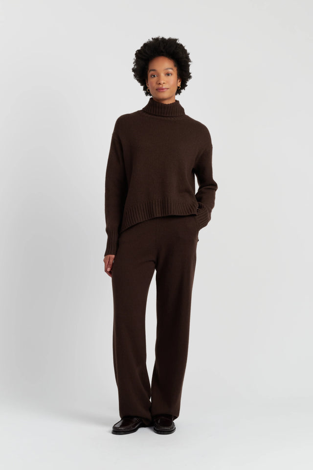 Chocolate Pure Cashmere Relaxed Rollneck Sweater image 2