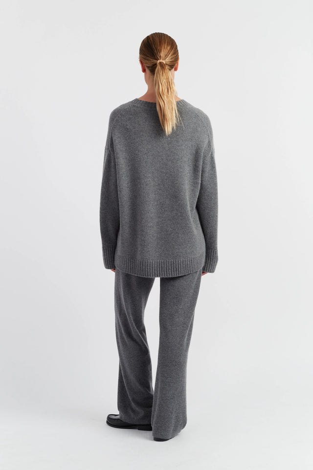 Grey-Melange Pure Cashmere Crew Neck Sweater image 2