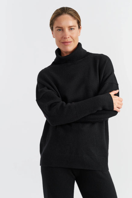 Black Pure Cashmere Rollneck Sweater