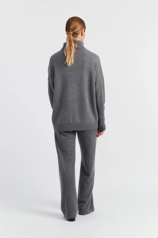 Grey-Melange Pure Cashmere Rollneck Sweater image 3