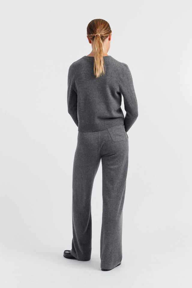 Grey-Melange Pure Cashmere Wide-Leg Track Pants image 2