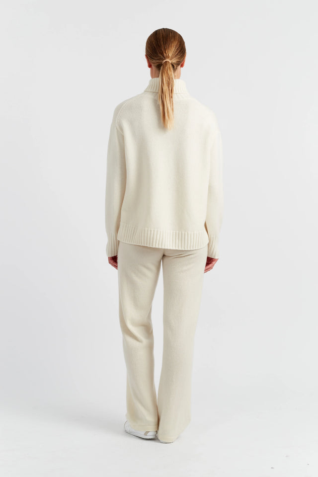 Cream Pure Cashmere Wide-Leg Pants image 3