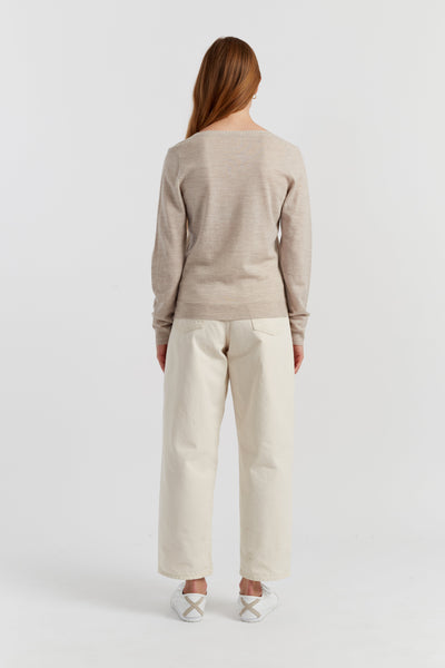 Oatmeal Pure Merino Cardigan