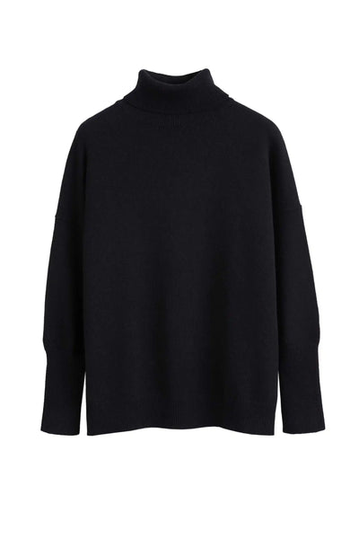 Black Pure Cashmere Rollneck Sweater
