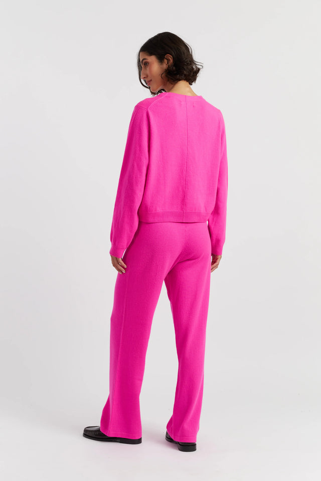 Fuchsia Wool-Cashmere Wide-Leg Track Pants image 2