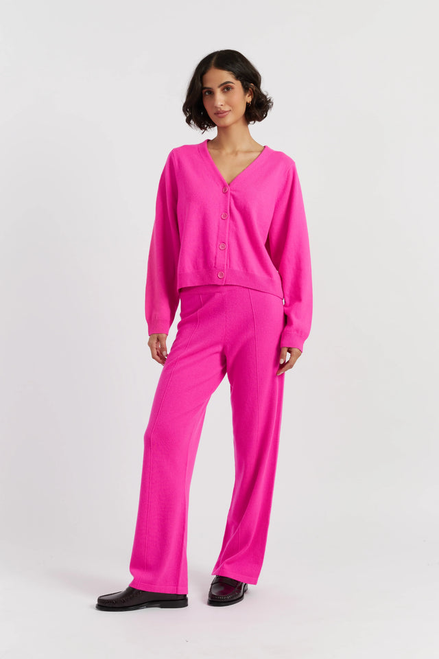 Fuchsia Wool-Cashmere Wide-Leg Track Pants image 1