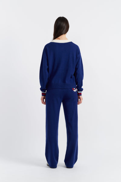 SAMPLE SALE - NO REFUNDS Blue Wool-Cashmere Snoopy Nautical Cardigan