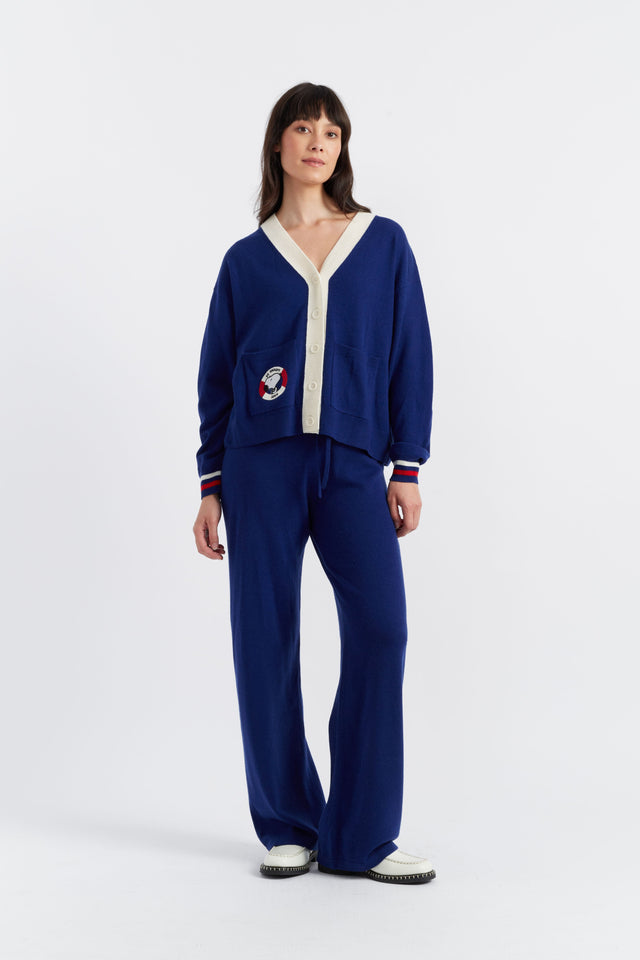 Blue Wool-Cashmere Snoopy Nautical Cardigan image 3