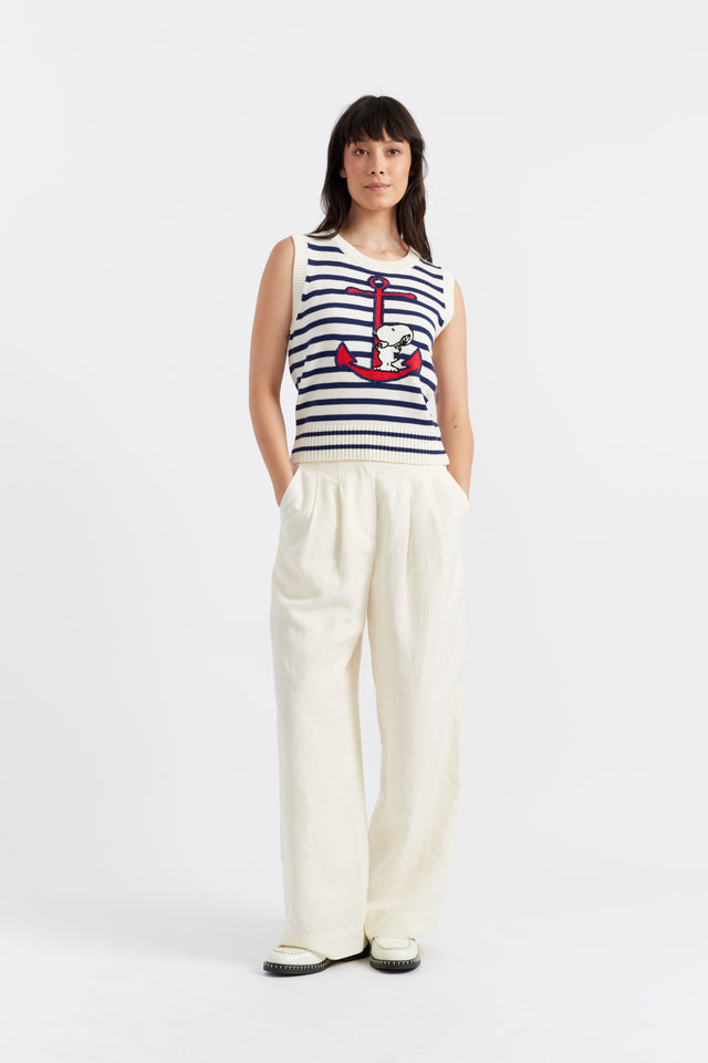 Cream Cotton Snoopy Anchor Tank image 3