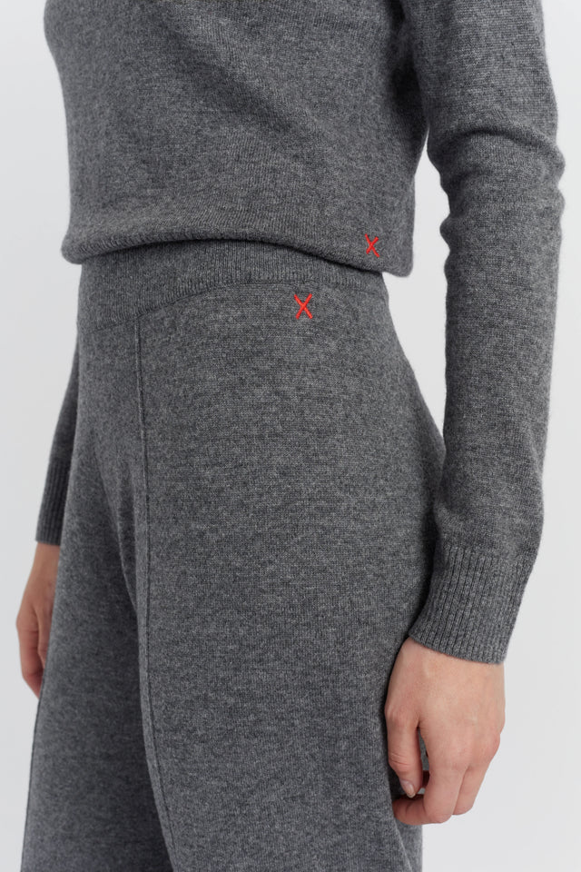 Dark-Grey Wool-Cashmere Wide-Leg Track Pants image 2