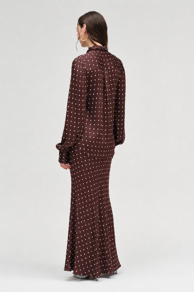 Chocolate Viscose Polka Dot Skirt