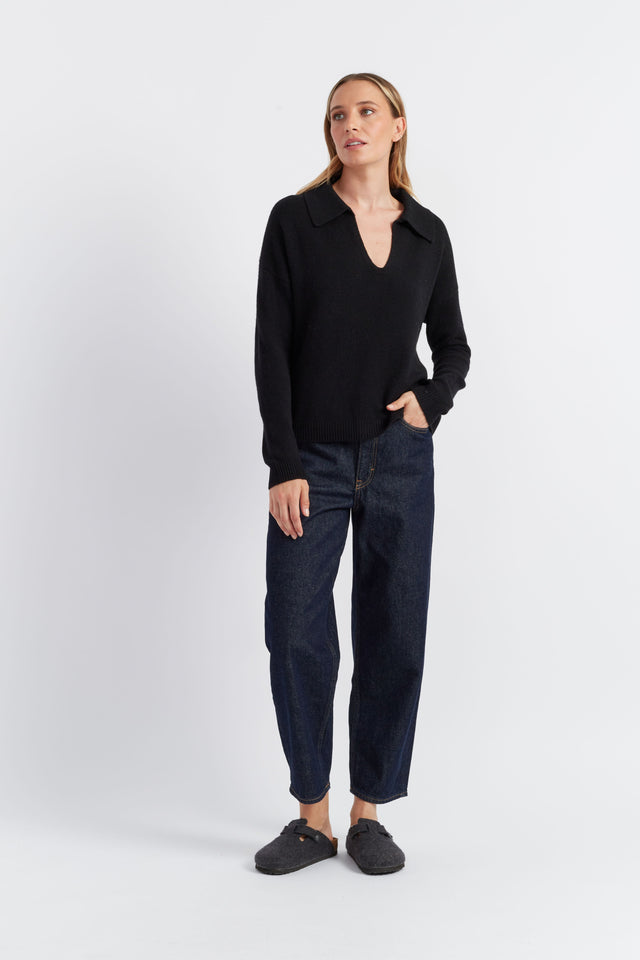 Black Cloud Cashmere Collared Sweater image 3