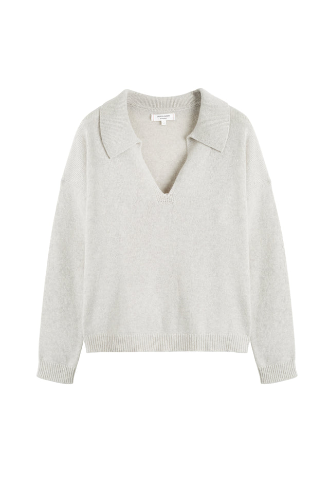 Taupe Cloud Cashmere Collared Sweater image 5