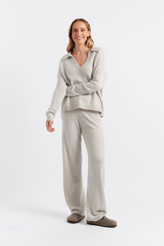 Taupe Cloud Cashmere Collared Sweater image 3