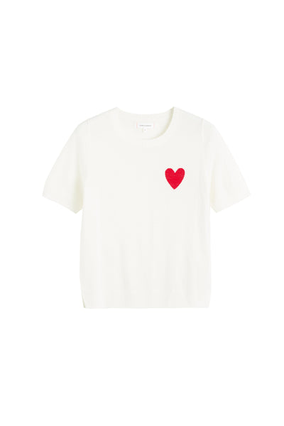 SAMPLE SALE - NO REFUNDS Cream Merino Heart Breton T-shirt